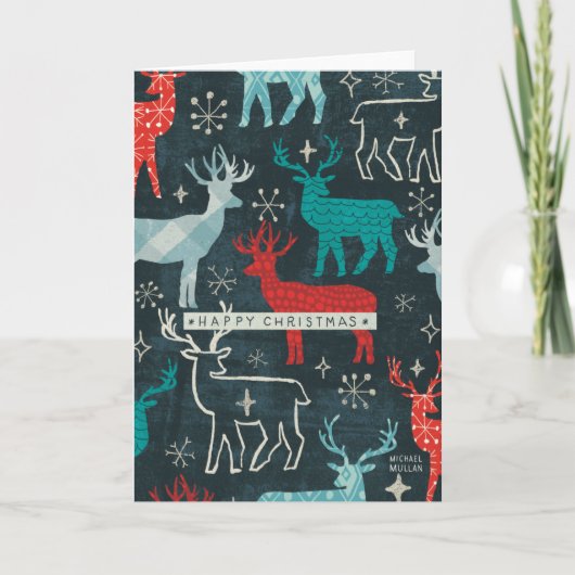 Merry Christmastime Reindeer Feiertagskarte (Vorderseite)