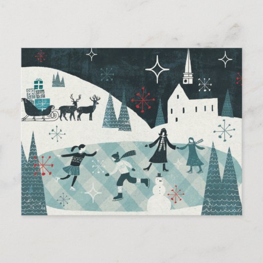 Merry Christmastime Skaten Scene Feiertagspostkarte (Vorderseite)