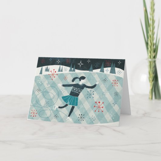 Merry Christmastime Skater Feiertagskarte (Vorderseite)