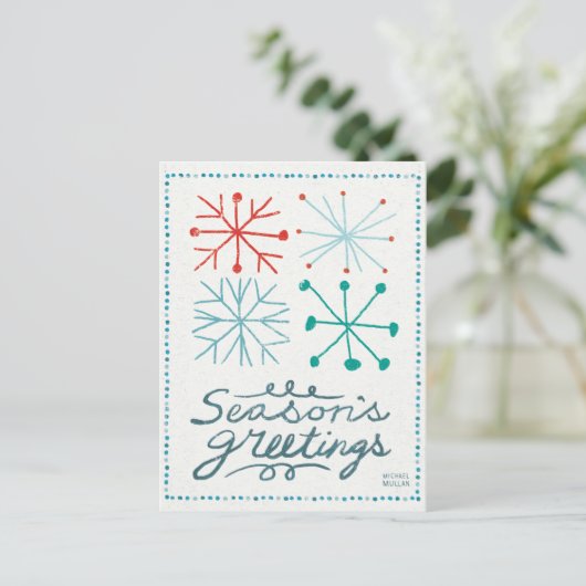 Merry Christmastime Snowflakes Feiertagspostkarte (Stehend Vorderseite)