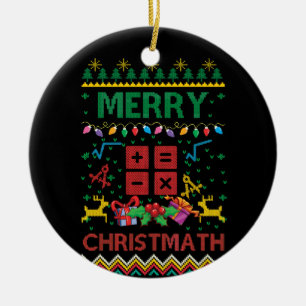 Merry Christmath Christmas Sweater Math Teacher Keramik Ornament