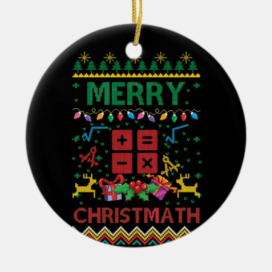 Merry Christmath Christmas Sweater Math Teacher Keramik Ornament (Vorne)