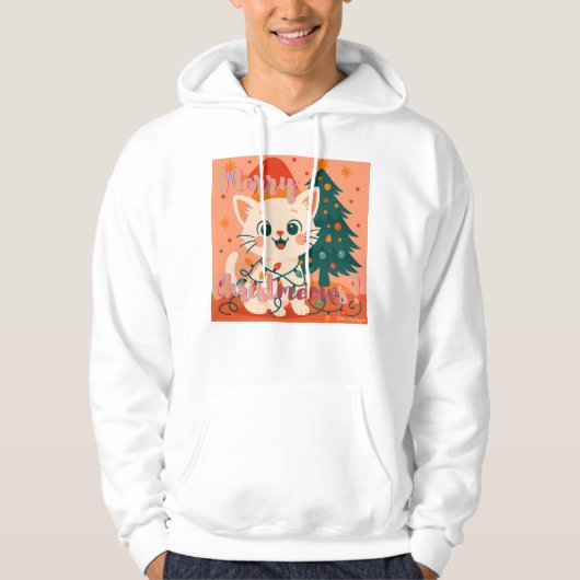 Merry Christmeows! Cute & Funny Santa Cat Hoodie (Vorderseite)