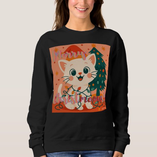 Merry Christmeows! Cute & Funny Santa Cat Sweatshirt (Vorderseite)