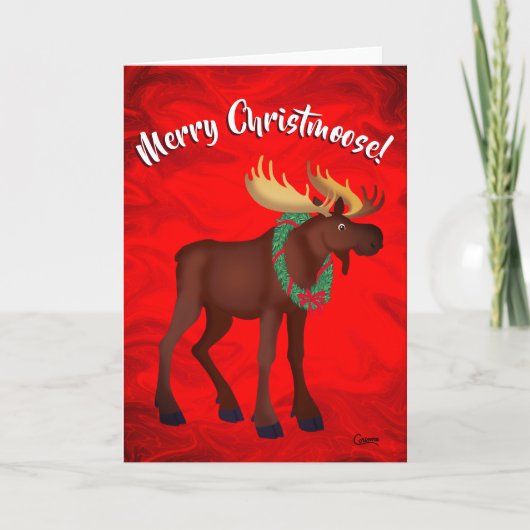 Merry Christmoose - 7" x 5" Karte (Vorderseite)