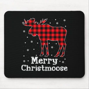 Merry Christmoose Buffalo Karierte Weihnachtsmose Mousepad