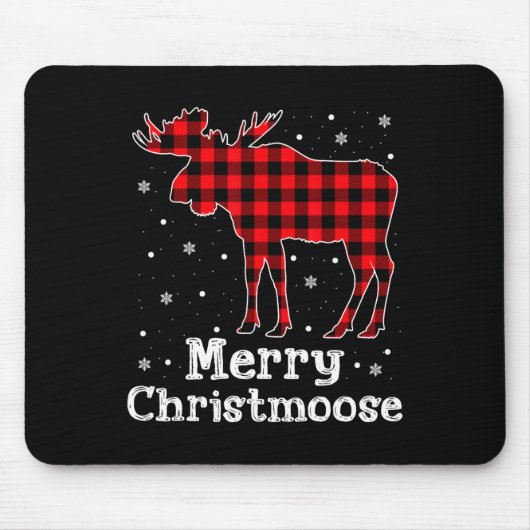 Merry Christmoose Buffalo Karierte Weihnachtsmose Mousepad (Vorne)