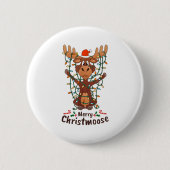 Merry Christmoose Christmas Moose Xmas Tree Lights Button (Vorderseite)