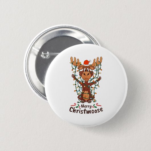 Merry Christmoose Christmas Moose Xmas Tree Lights Button (Vorne & Hinten)