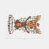 Merry Christmoose Christmas Moose Xmas Tree Lights Fleecedecke (Vorderseite (Horizontal))