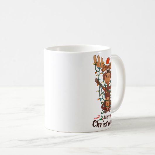 Merry Christmoose Christmas Moose Xmas Tree Lights Kaffeetasse (VorderseiteRechts)
