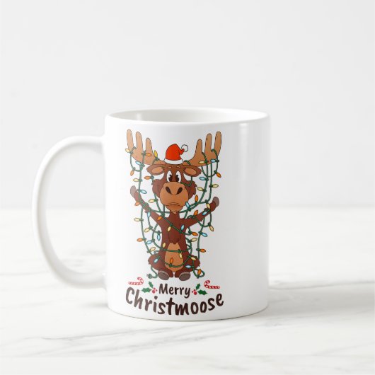 Merry Christmoose Christmas Moose Xmas Tree Lights Kaffeetasse (Links)