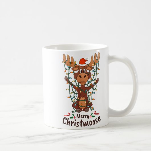 Merry Christmoose Christmas Moose Xmas Tree Lights Kaffeetasse (Rechts)