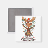 Merry Christmoose Christmas Moose Xmas Tree Lights Magnet (Vorderseite/Rückseite)