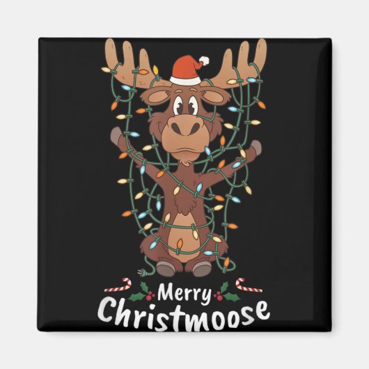 Merry Christmoose Christmas Moose Xmas Tree Lights Magnet (Vorne)