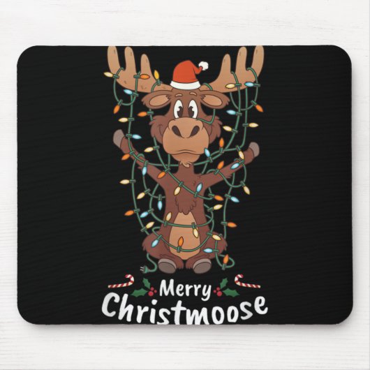 Merry Christmoose Christmas Moose Xmas Tree Lights Mousepad (Vorne)