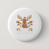 Merry Christmoose Christmas Tree Lights Santa Hat Button (Vorderseite)