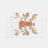 Merry Christmoose Christmas Tree Lights Santa Hat Fleecedecke (Vorderseite (Horizontal))