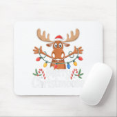 Merry Christmoose Christmas Tree Lights Santa Hat Mousepad (Mit Mouse)