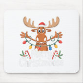 Merry Christmoose Christmas Tree Lights Santa Hat Mousepad (Vorne)