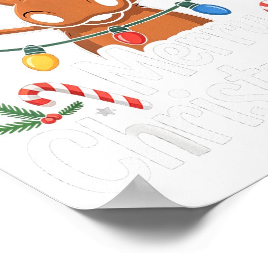 Merry Christmoose Christmas Tree Lights Santa Hat Poster (Ecke)