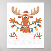 Merry Christmoose Christmas Tree Lights Santa Hat Poster (Vorne)