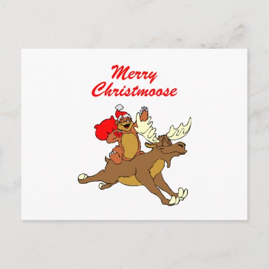 Merry Christmoose Feiertagspostkarte (Vorderseite)