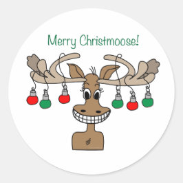 Merry Christmoose Festive Runder Aufkleber