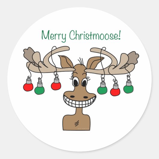 Merry Christmoose Festive Runder Aufkleber (Vorderseite)