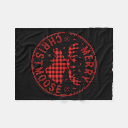 Merry Christmoose Funny Christmas Badge Moose Part Fleecedecke (Vorderseite (Horizontal))