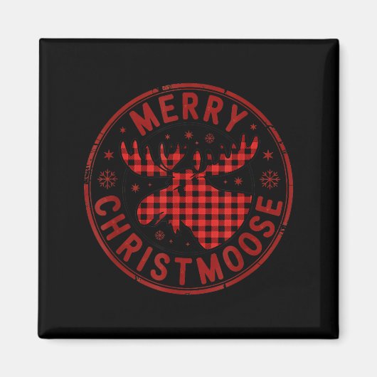 Merry Christmoose Funny Christmas Badge Moose Part Magnet (Vorne)