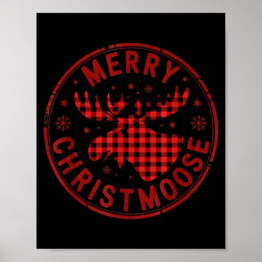 Merry Christmoose Funny Christmas Badge Moose Part Poster (Vorne)