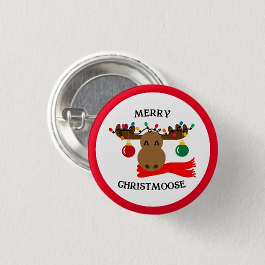 Merry Christmoose Funny Christmas Button (Vorne & Hinten)