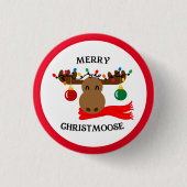 Merry Christmoose Funny Christmas Button (Vorderseite)