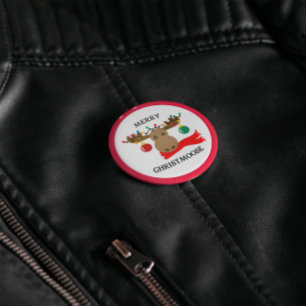 Merry Christmoose Funny Christmas Button