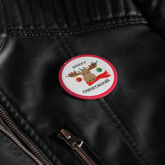 Merry Christmoose Funny Christmas Button