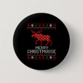 Merry Christmoose Funny Christmas Moose Sweater An Button (Vorderseite)
