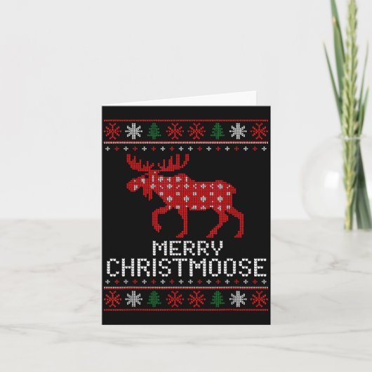 Merry Christmoose Funny Christmas Moose Sweater An Karte (Vorderseite)