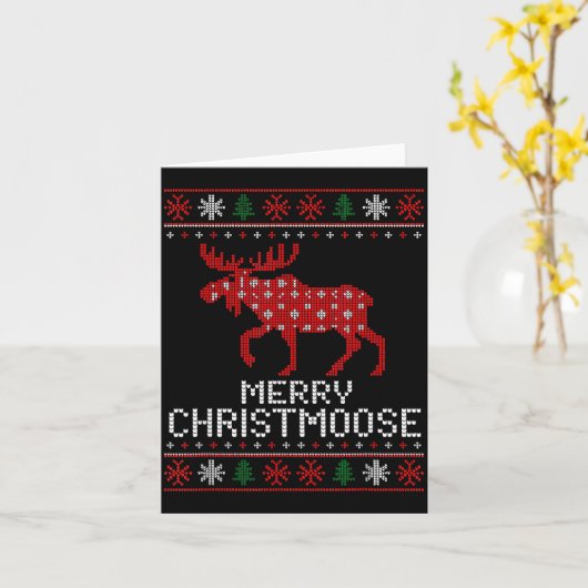 Merry Christmoose Funny Christmas Moose Sweater An Karte (Gelbe Blume)