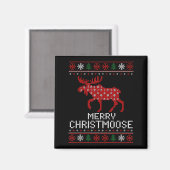 Merry Christmoose Funny Christmas Moose Sweater An Magnet (Vorderseite/Rückseite)