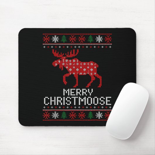 Merry Christmoose Funny Christmas Moose Sweater An Mousepad (Mit Mouse)