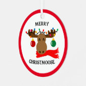 Merry Christmoose Funny Christmas Ornament Aus Metall (Vorderseite links)