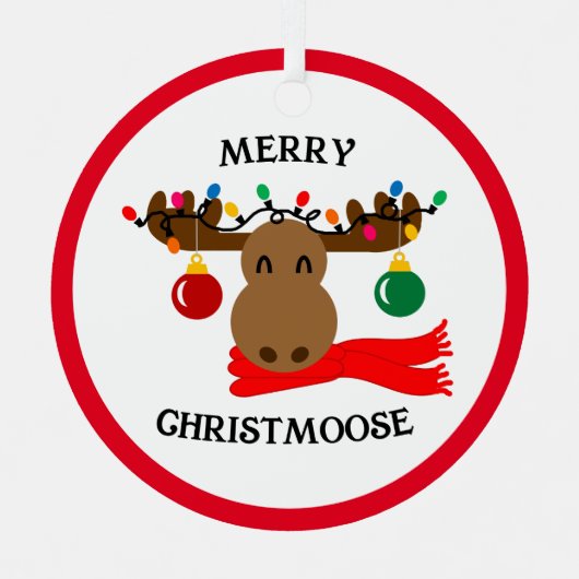 Merry Christmoose Funny Christmas Ornament Aus Metall (Vorderseite)