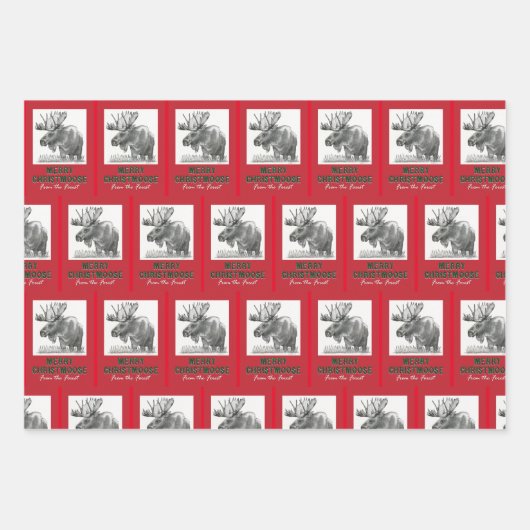Merry Christmoose Geschenkpapier Set (Vorderseite)