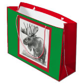 Merry Christmoose Große Geschenktüte (Rückseite Schrägansicht)