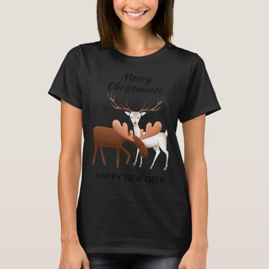 Merry Christmoose Happy New Deer T Shirt (Vorderseite)