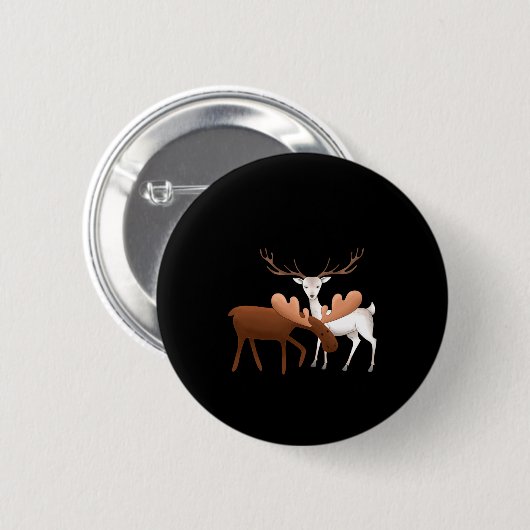 Merry Christmoose Happy New Deer T Shirt Button (Vorne & Hinten)