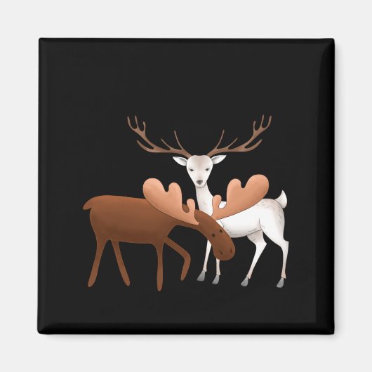 Merry Christmoose Happy New Deer T Shirt  Magnet (Vorne)