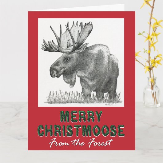 Merry ChristMoose Karte (Gelbe Blume)