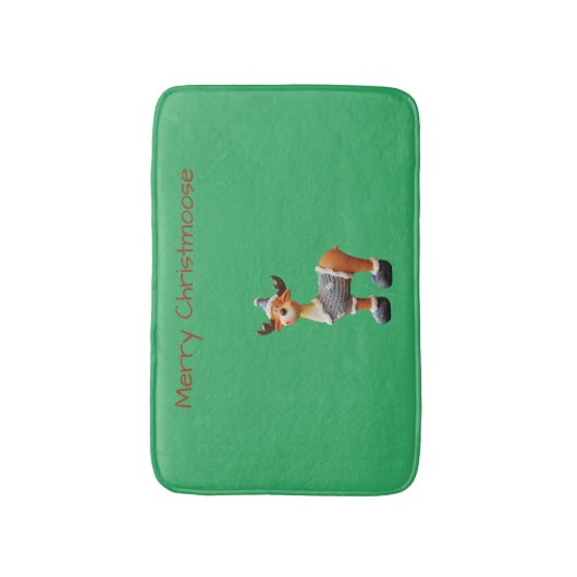 Merry Christmoose mit einem Hut Badematte (Vorderseite Vertikal)